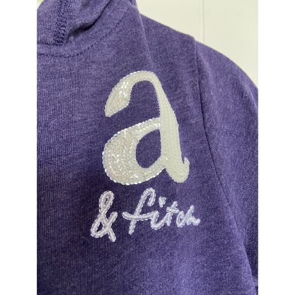 abercrombie kids Girls Hoodie Sz 11 12 Purple Sequined Full Front Zip Sweatshirt - Picture 5 of 8